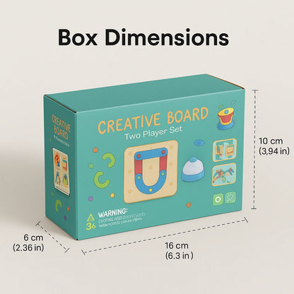 Box dimensions graphic for Creative Battle Nail Board with labeled measurements.