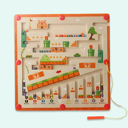 Magnetic Color & Number Maze – Wooden Montessori Learning Toy for Kids