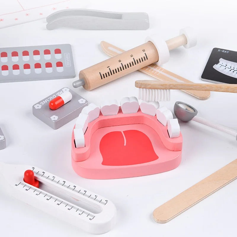 Wooden Dentist Play Set – Montessori Pretend Play Medical Toy