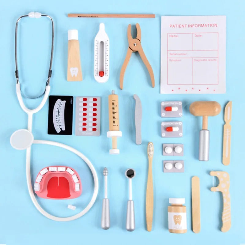Wooden Dentist Play Set – Montessori Pretend Play Medical Toy